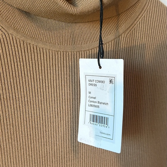 NWT THEORY Combo Dress in Bistretch Merino Wool Twill M camel - Picture 8 of 12